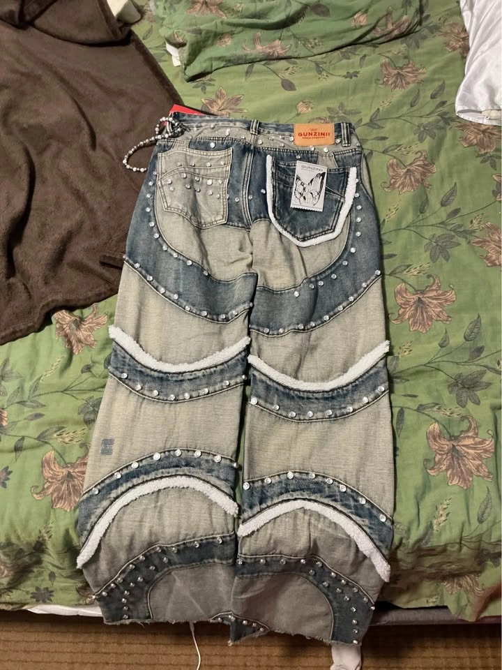 Gunzinii Denim Company Studded Patchwork Jeans Size 32 - photo 2