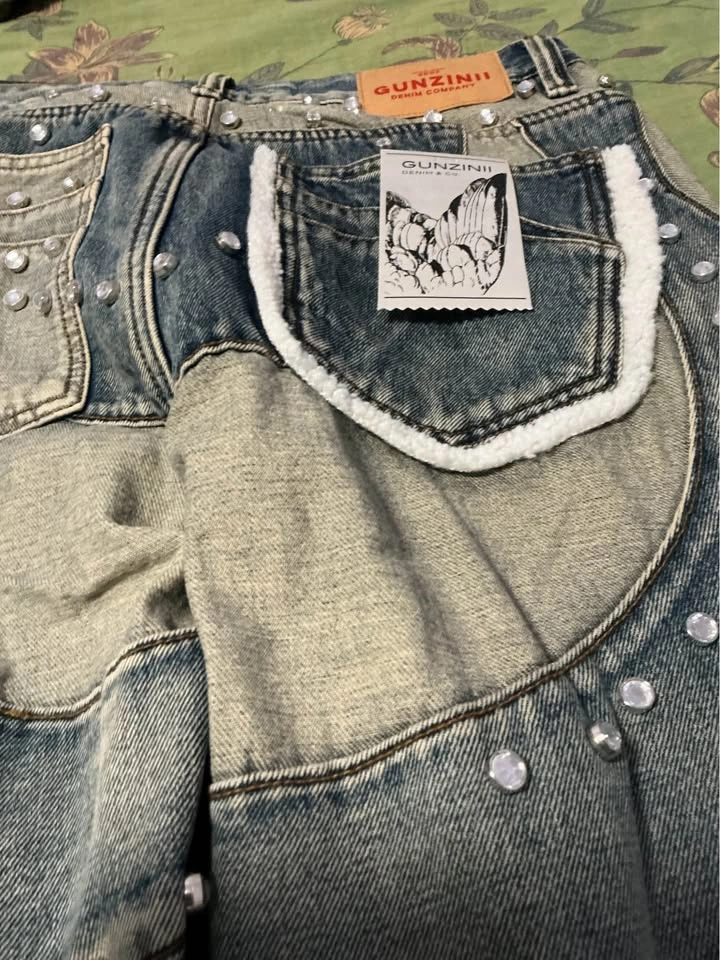 Gunzinii Denim Company Studded Patchwork Jeans Size 32 - photo 3