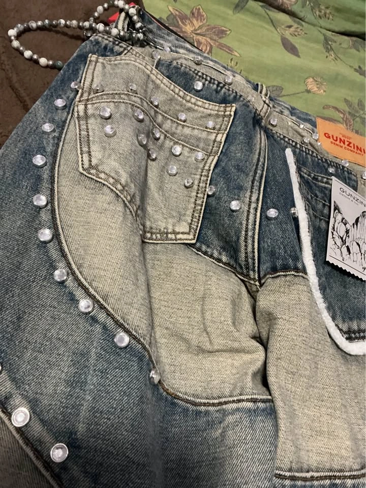 Gunzinii Denim Company Studded Patchwork Jeans Size 32 - photo 4