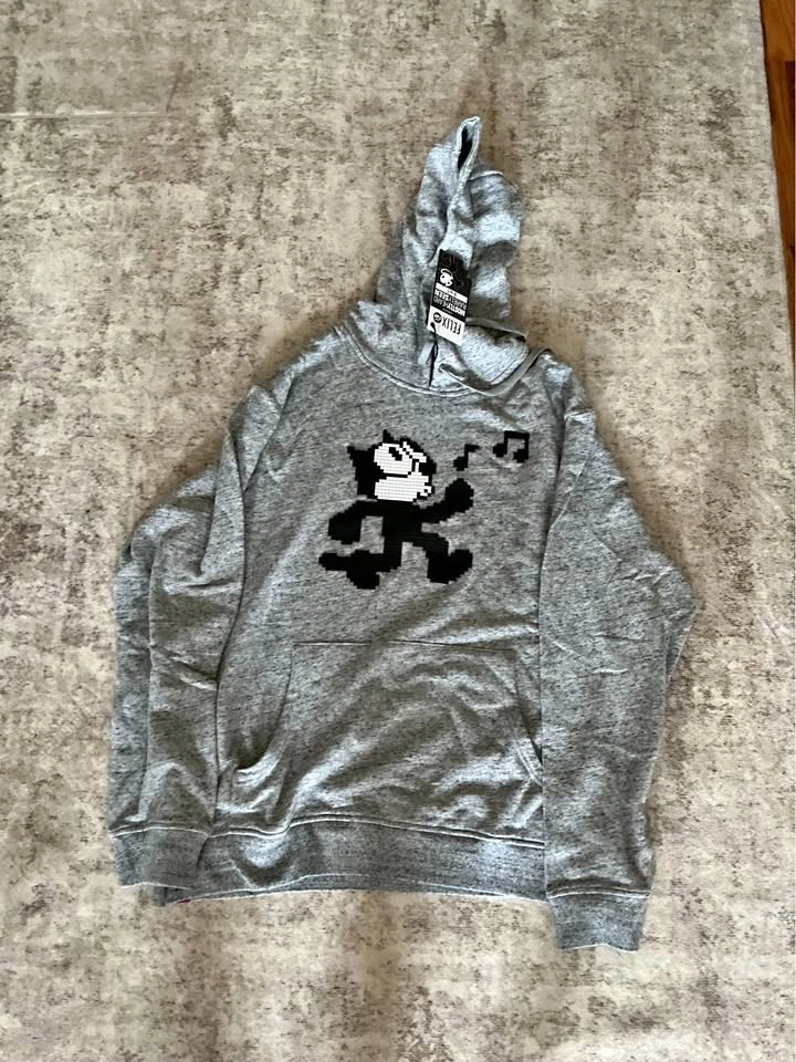 Mostly Heard Rarely Seen Felix the Cat Whistling Hoodie 8 bit 2X