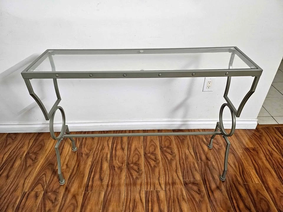 Modern Glass & Metal Console Table / Entryway Table