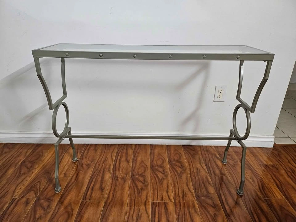 Modern Glass & Metal Console Table / Entryway Table - photo 2