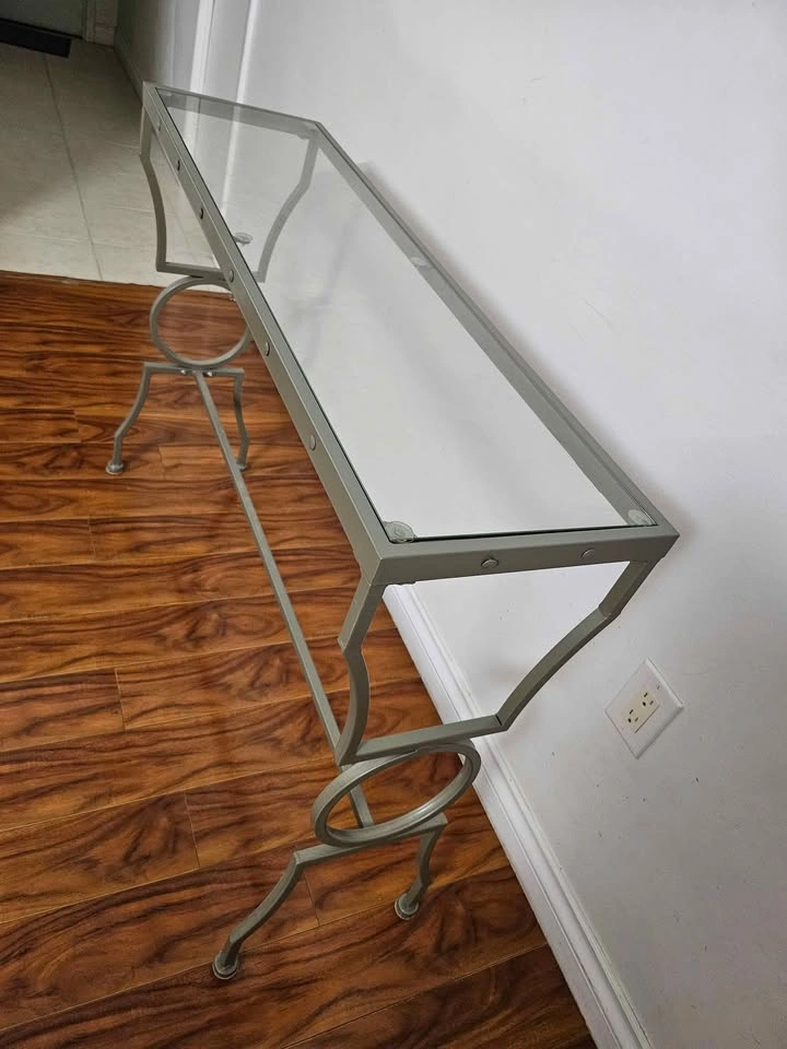 Modern Glass & Metal Console Table / Entryway Table - photo 3