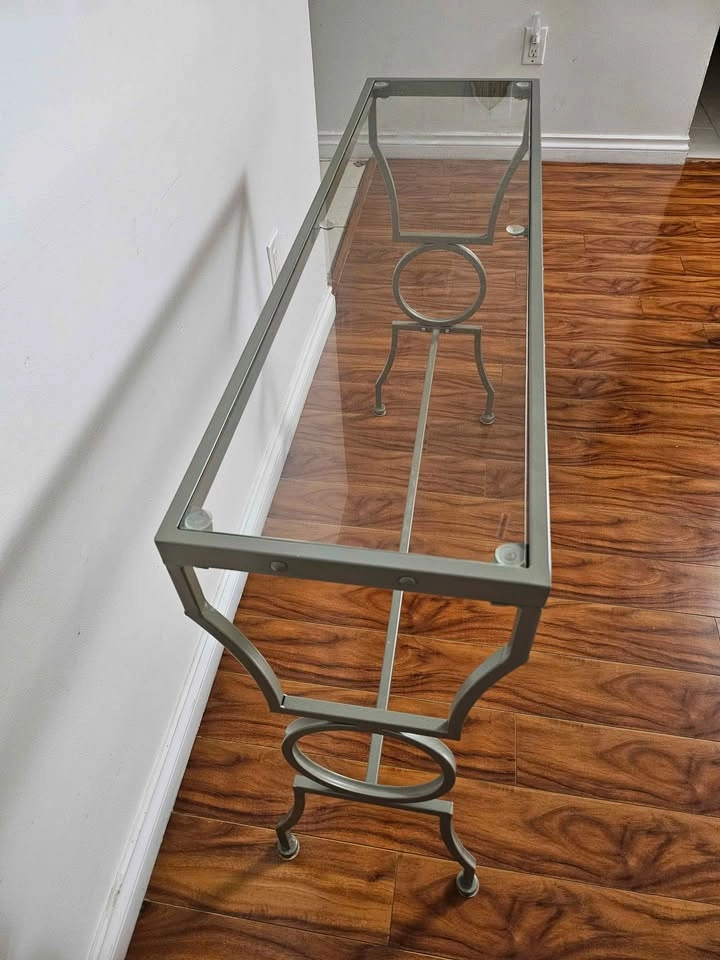 Modern Glass & Metal Console Table / Entryway Table - photo 4