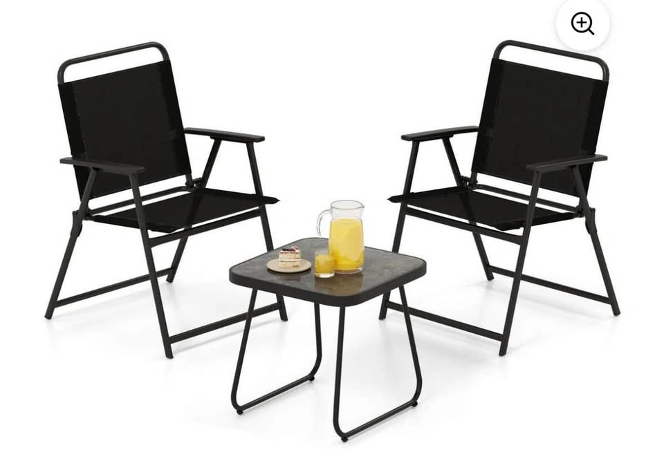 Costway 3pcs Patio Folding Conversation Chairs & Table - photo 2