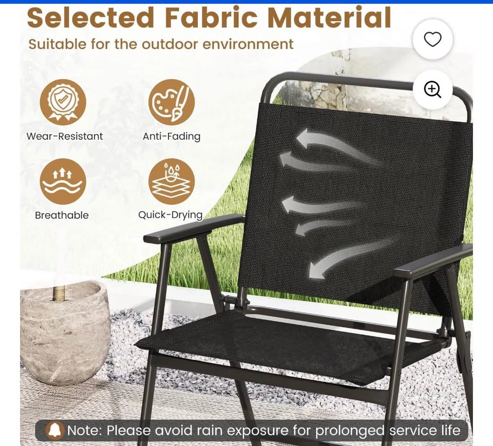 Costway 3pcs Patio Folding Conversation Chairs & Table - photo 5