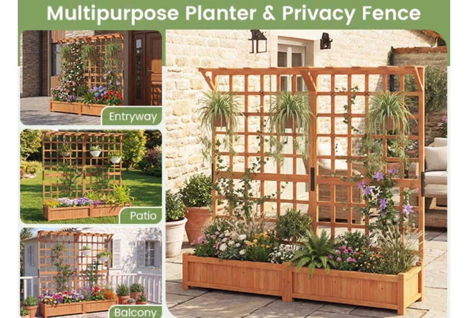 72" Raised Garden Bed with Lattice Trellis, Hanging Roof - photo 4