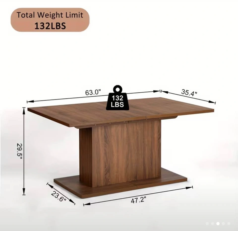 63-Inch Modern Industrial Rectangular Dining Table - photo 2