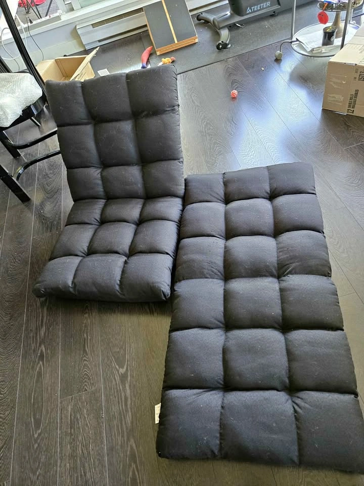 Pair of Black Adjustable Floor Gaming Chairs