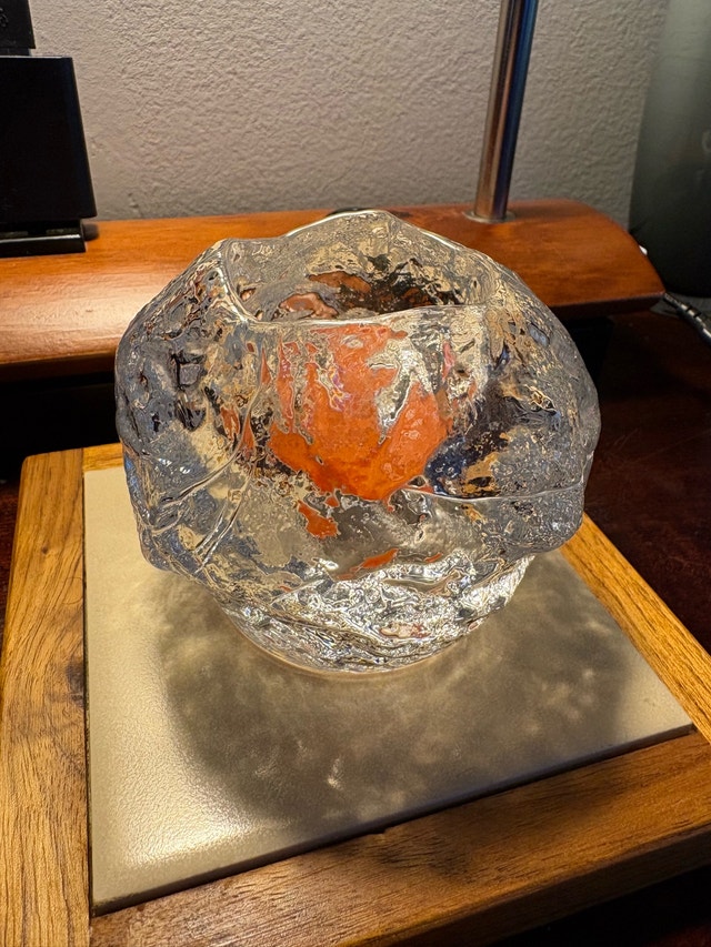Vintage MCM style Nordic "Ice Block" Votive Candle Holder