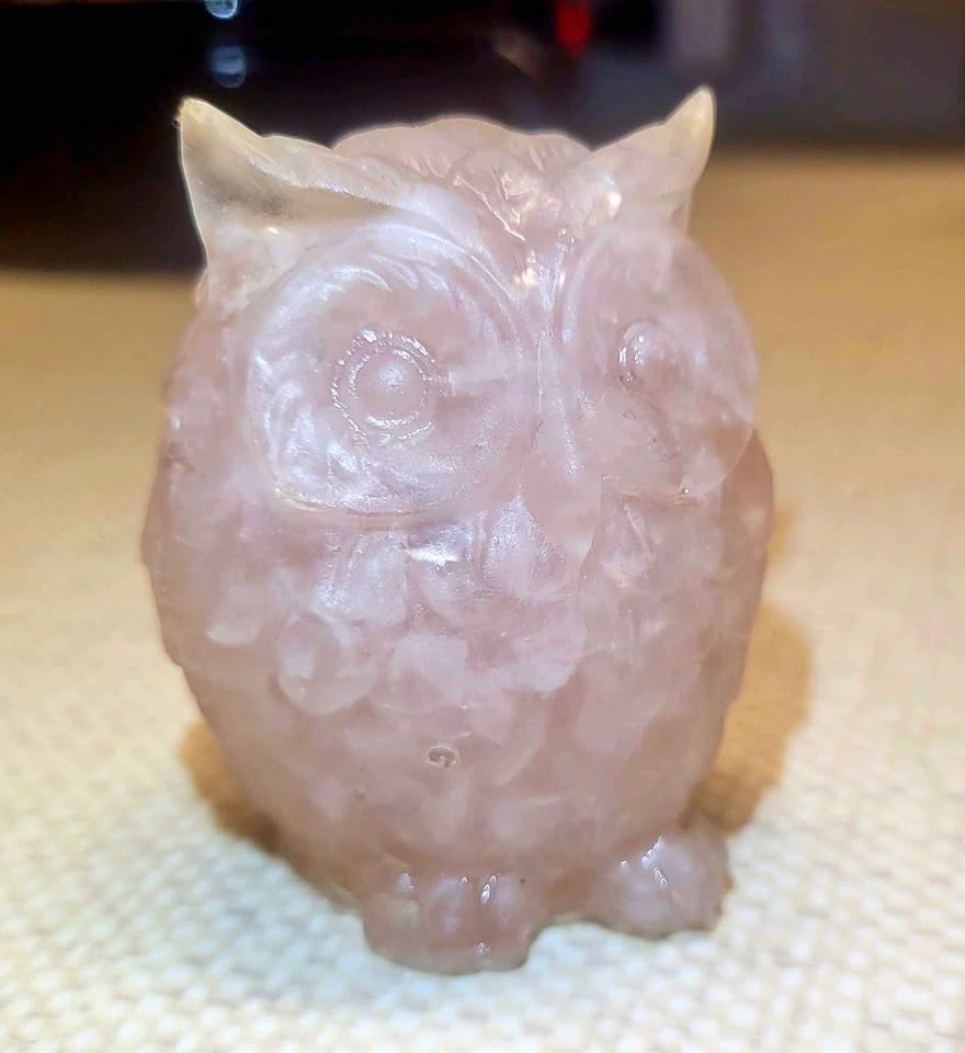 Rose Quartz filled resin Owl