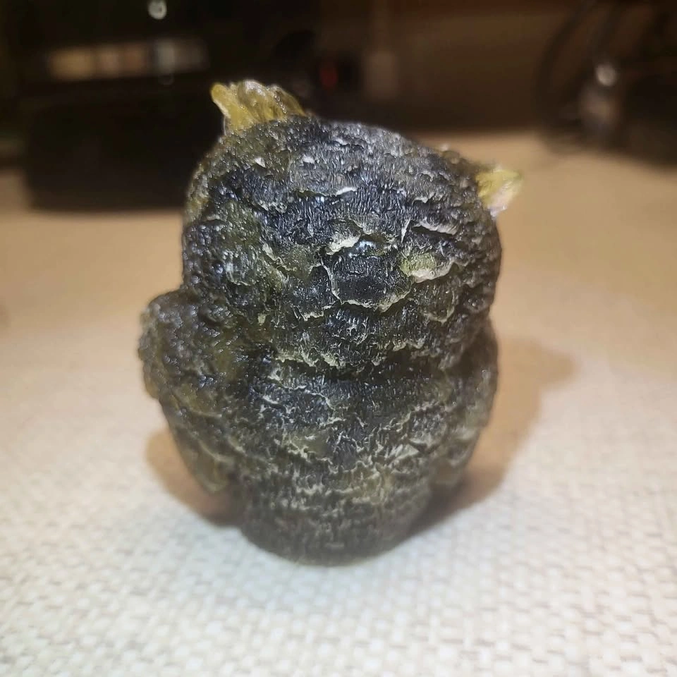 Black Obsidian crystal filled resin owl - photo 4