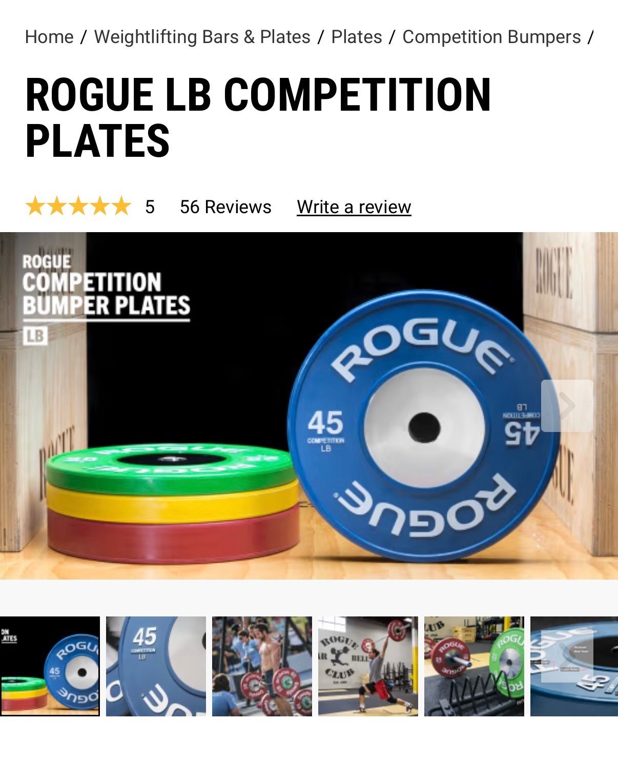 Rogue Fitness calibrated competition training Olympic bumper pla - photo 2