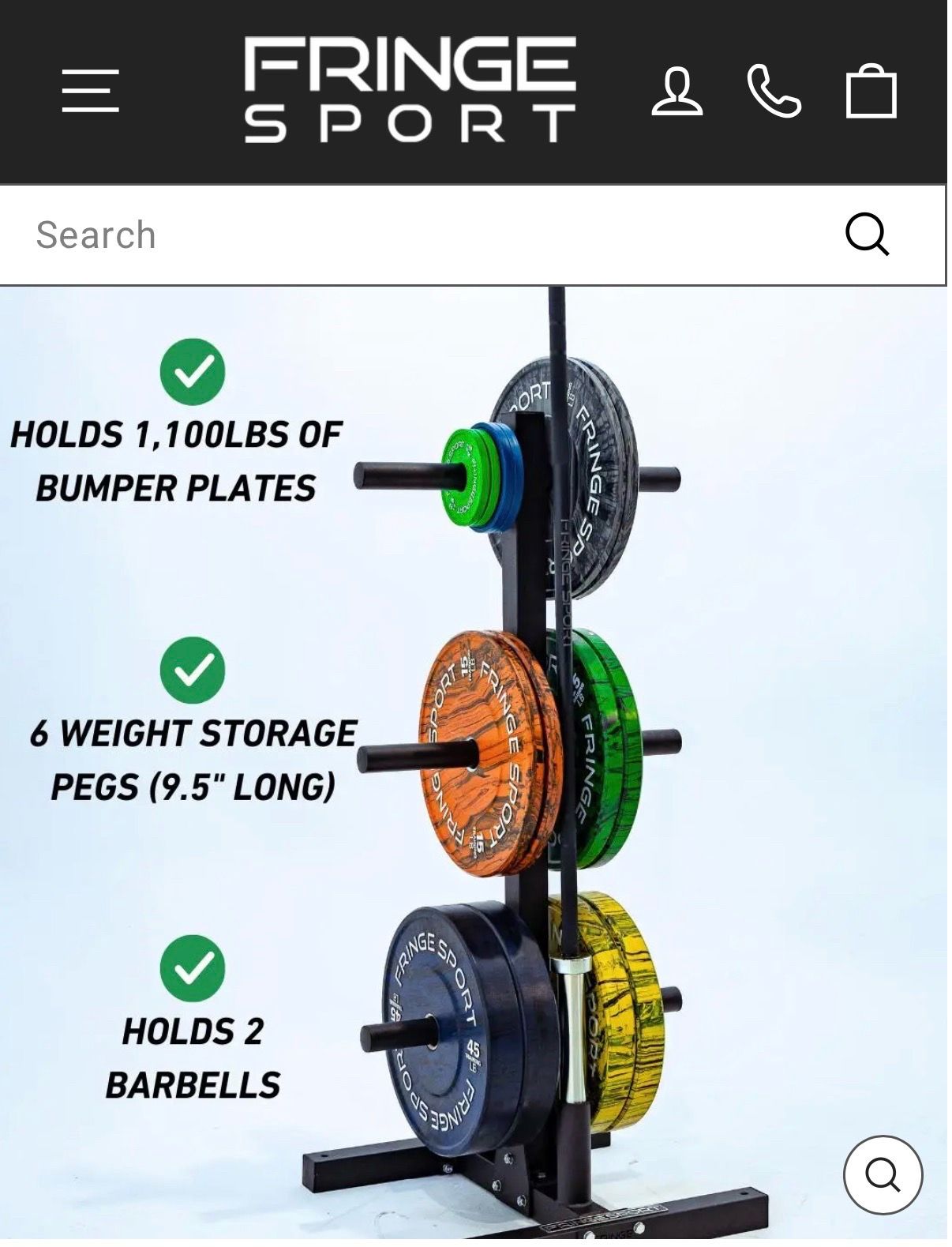 Fringe Sport Olympic Weight Plate & Barbell Storage Tree - photo 4