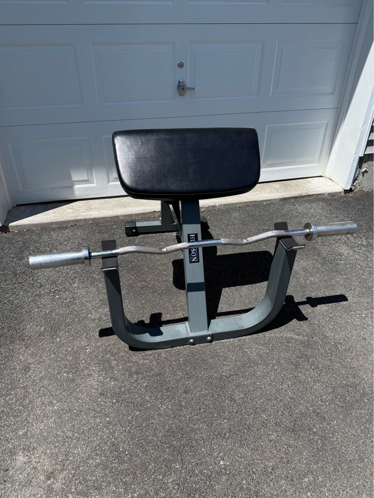 Hudson Steel commercial gym preacher curl bench with Olympic eas