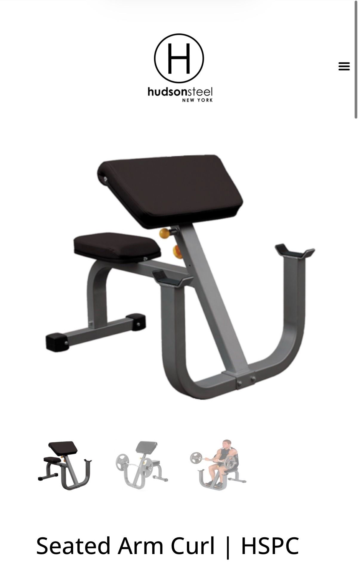 Hudson Steel commercial gym preacher curl bench with Olympic eas - photo 2