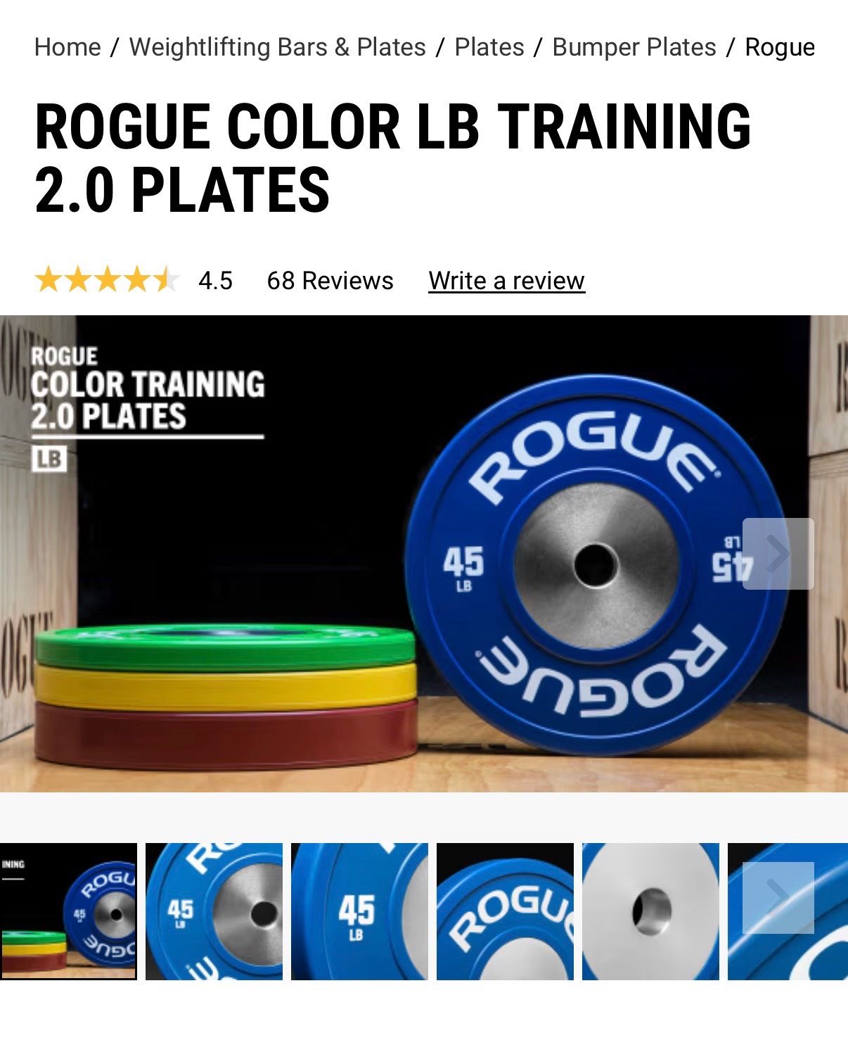 Rogue Fitness Color LB calibrated training Olympic bumper plate - photo 2