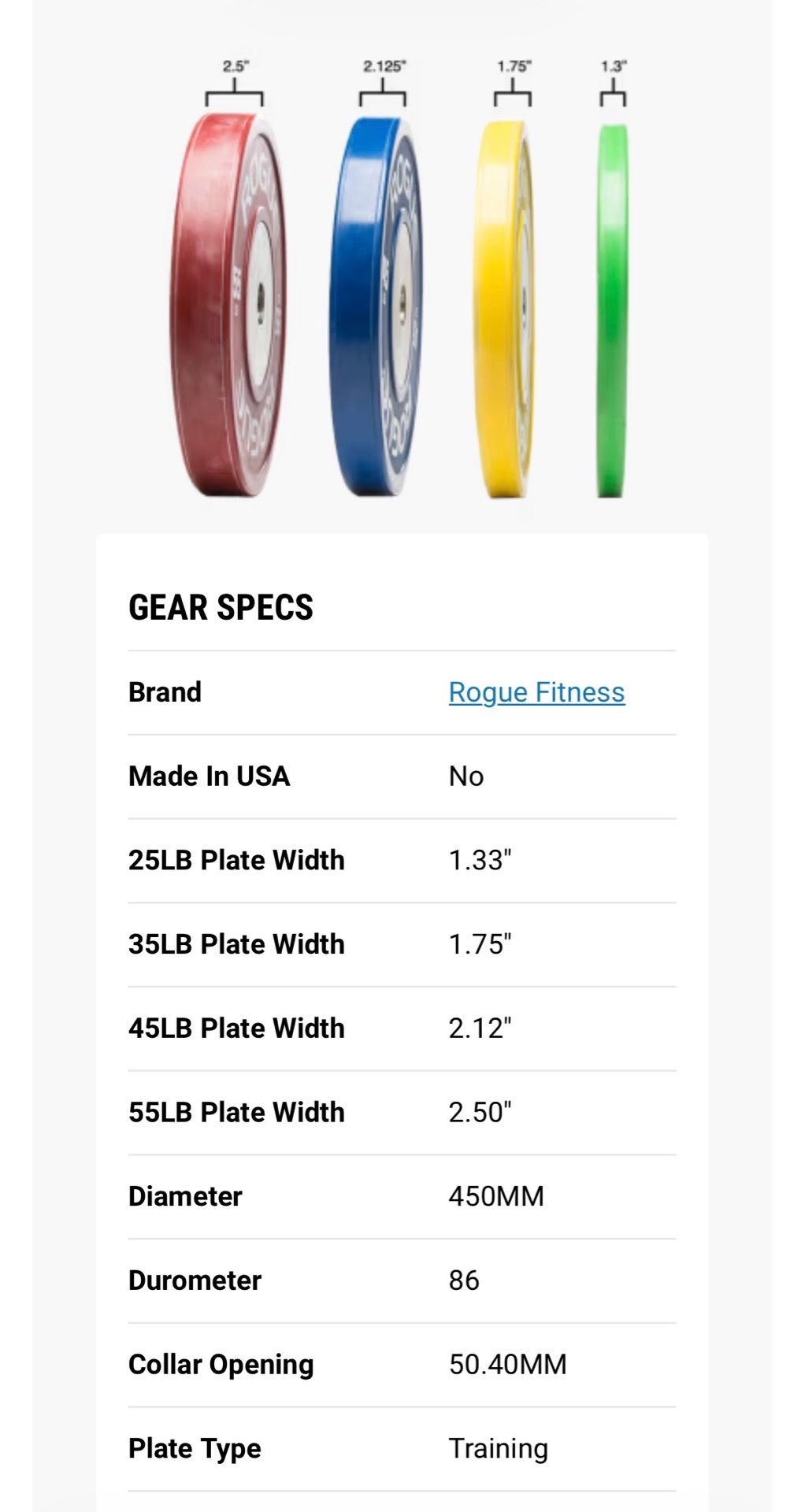 Rogue Fitness Color LB calibrated training Olympic bumper plate - photo 5