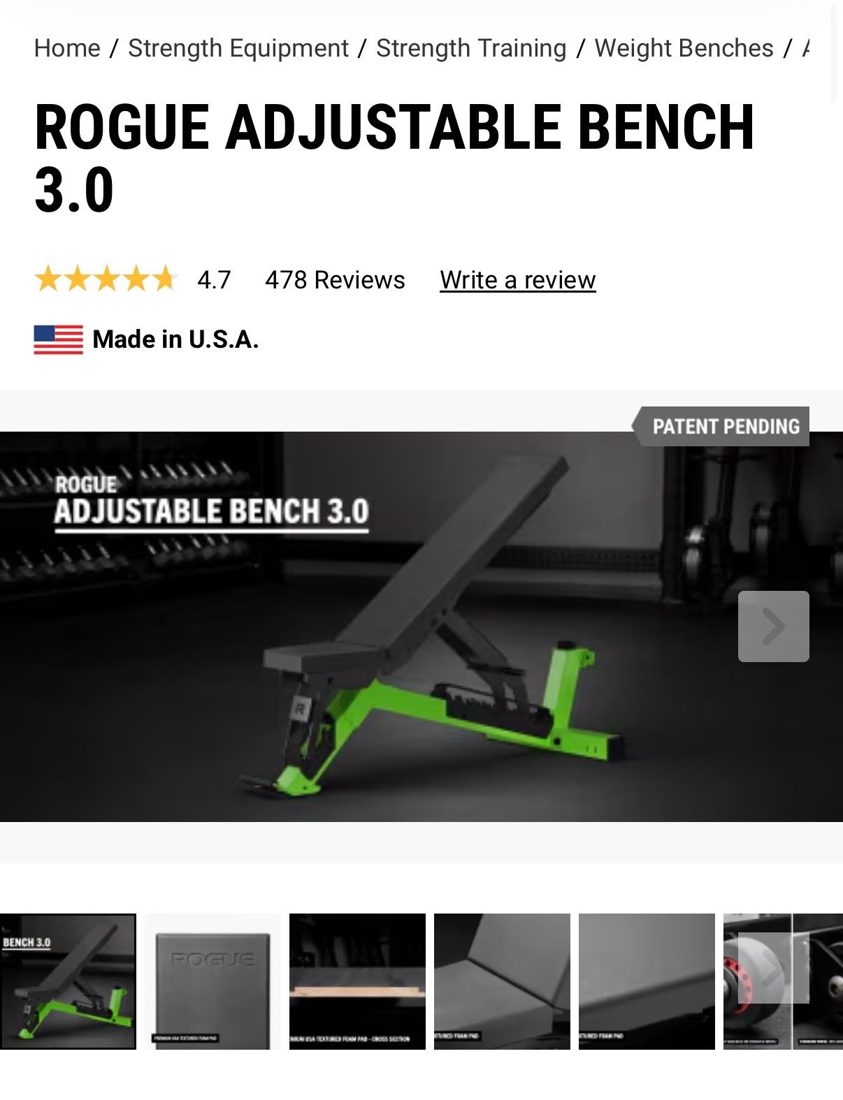 Rogue Fitness adjustable gym weight bench 3.0 - photo 2
