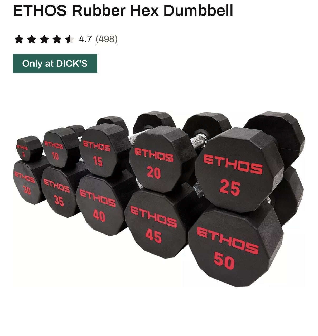 Brand New Ethos Rubber Dumbbells - photo 2