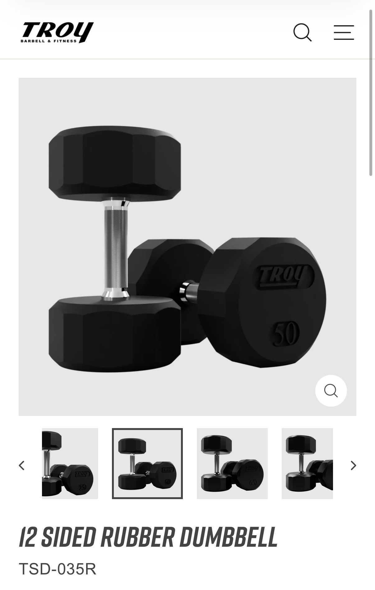 Troy 12 Sided Rubber Dumbbells - photo 2