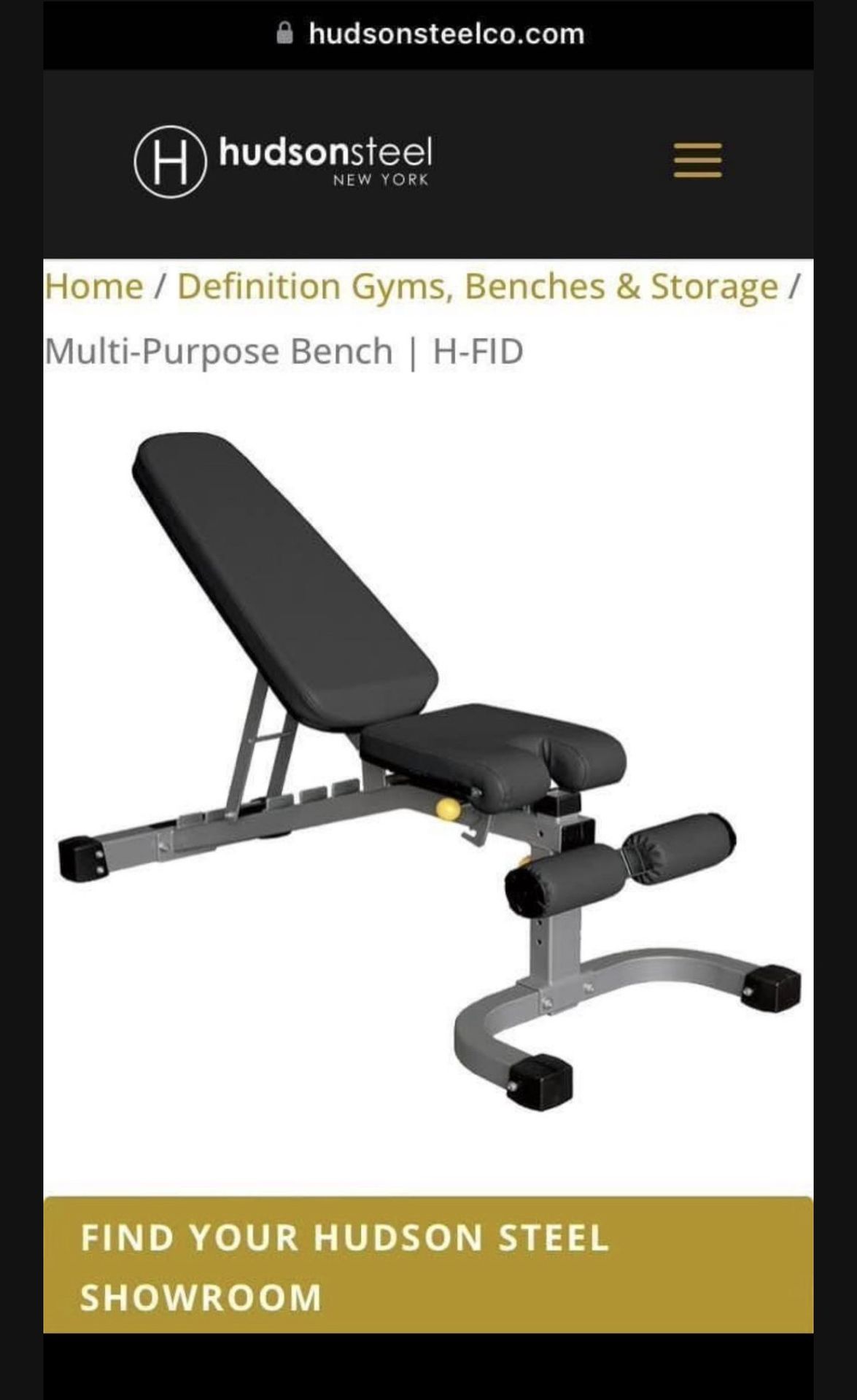 Hudson Steel commercial adjustable gym weight bench FID with whe - photo 2