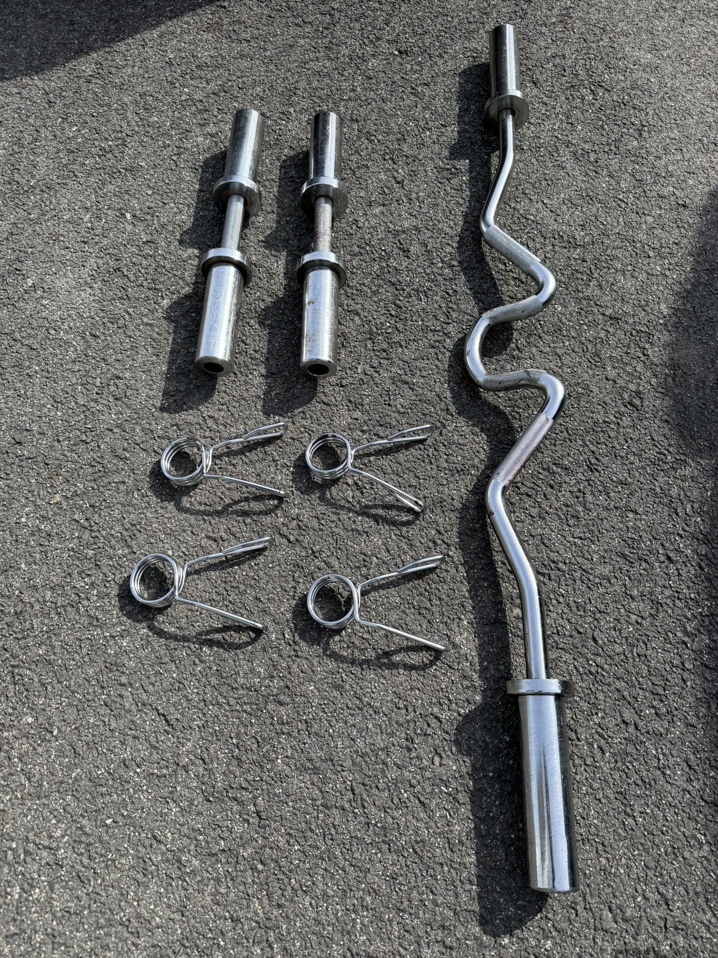 Super EZ Curl Barbell & Olympic Loadable Dumbbell Handles