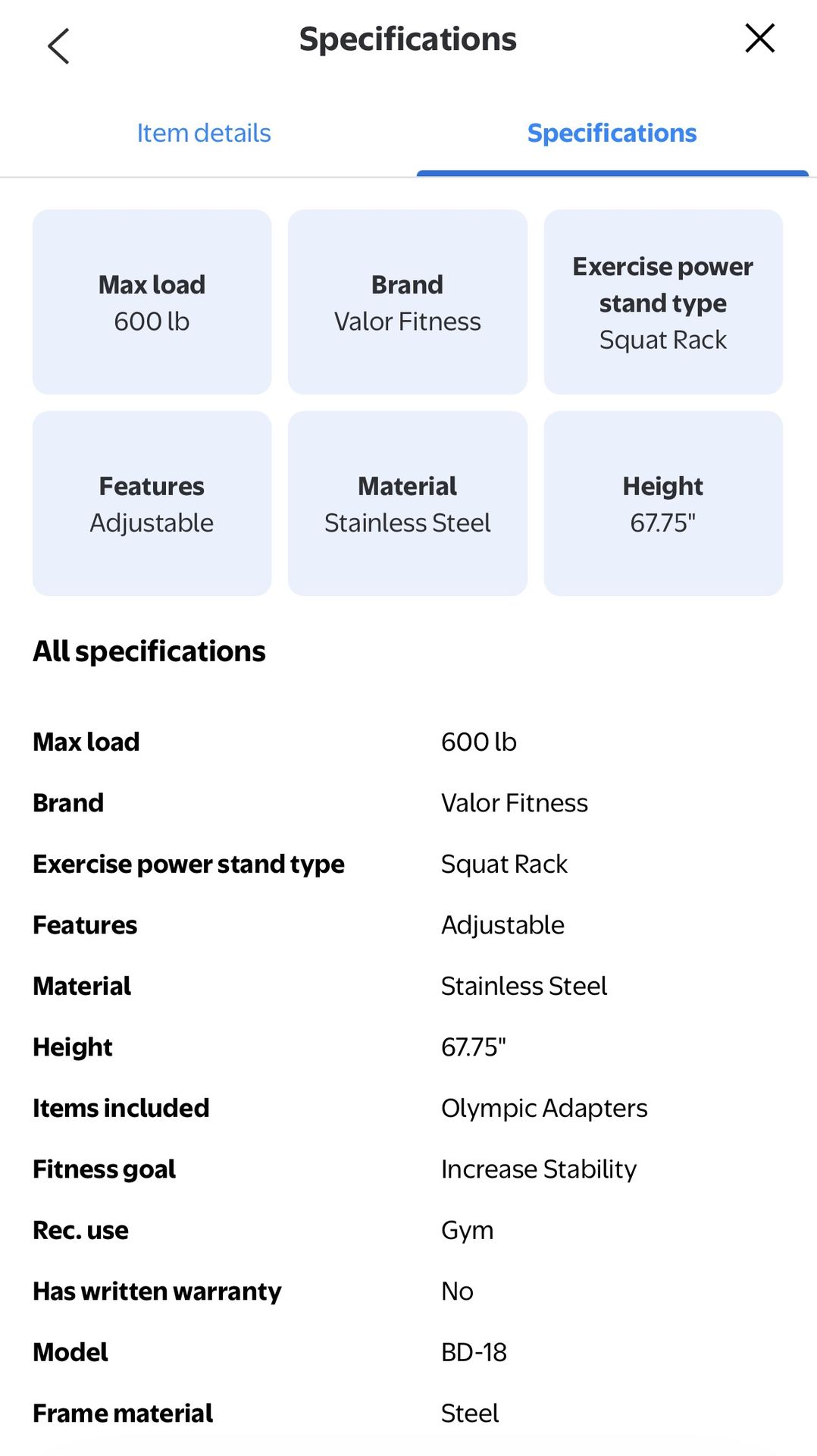 Valor Fitness Squat Rack & Individual Squat and Dip Stands - photo 3