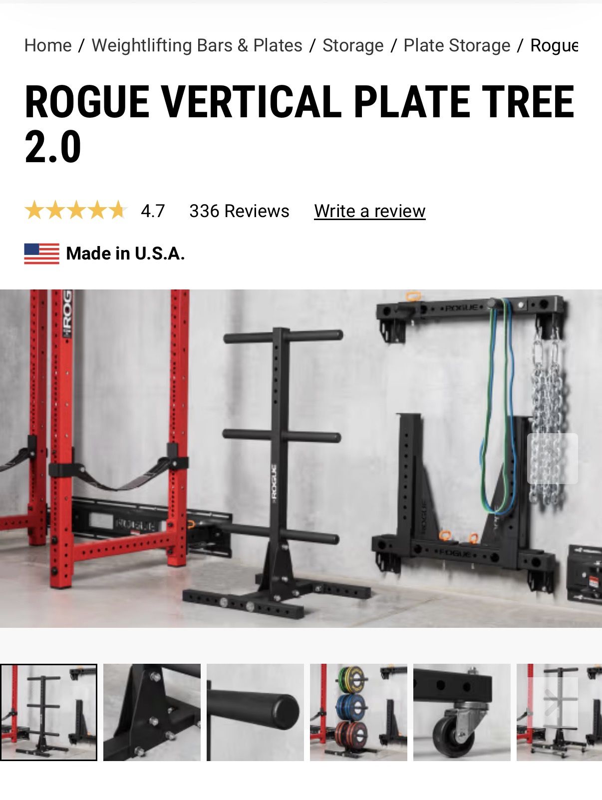 Rogue Fitness vertical Olympic weight plate storage tree - photo 2