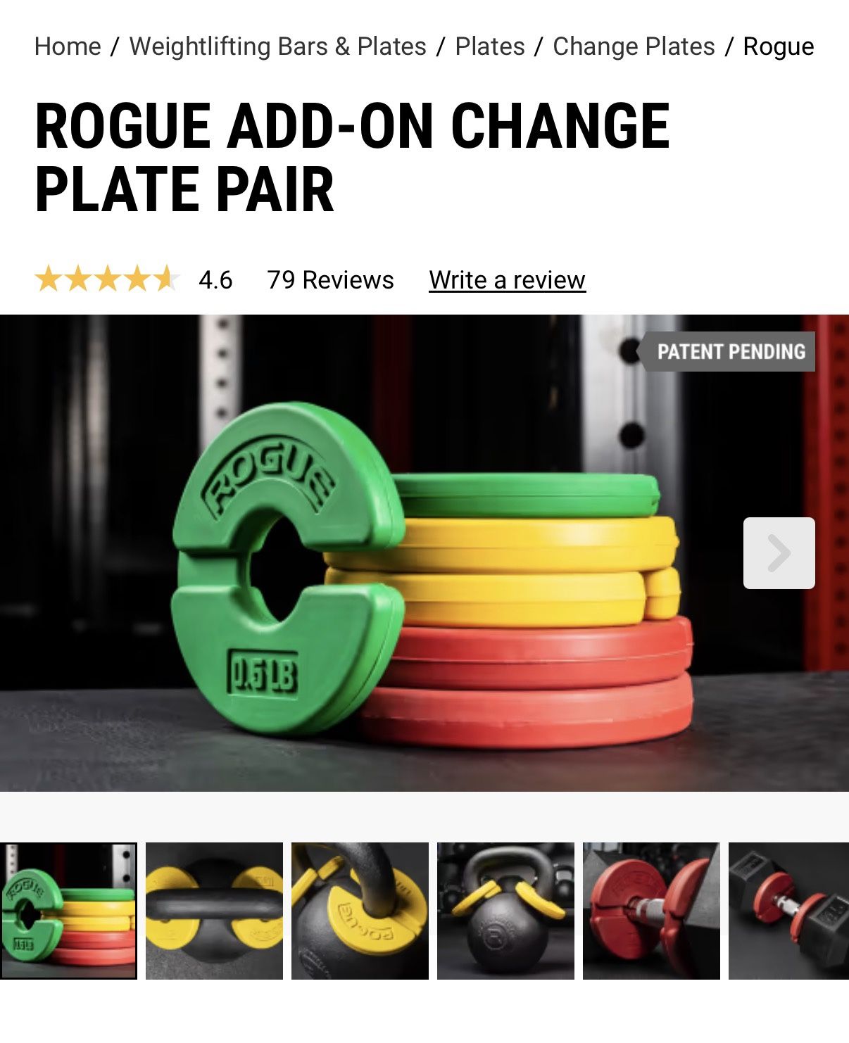 Rogue Fitness Add-On Kettlebell & Dumbbell Rubber Change Plates - photo 2