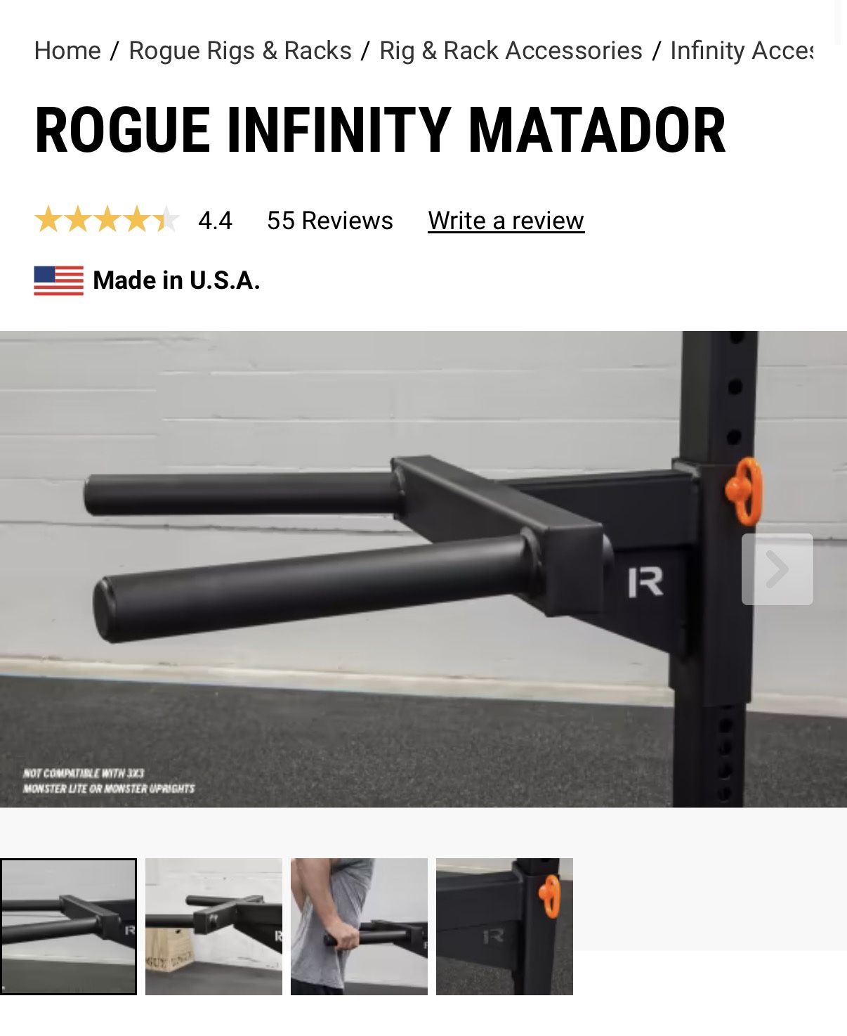 Rogue Fitness Matador Dip Handle Rack Attachment - photo 4