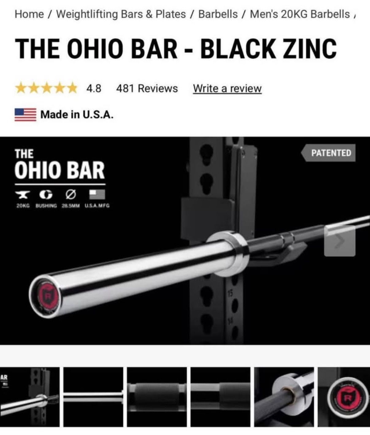 Rogue Fitness Ohio Olympic Barbell - photo 2