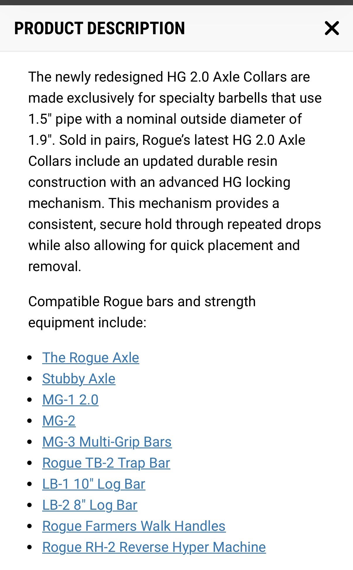 Rogue Fitness HG 2.0 AXLE Barbell Collars - photo 3