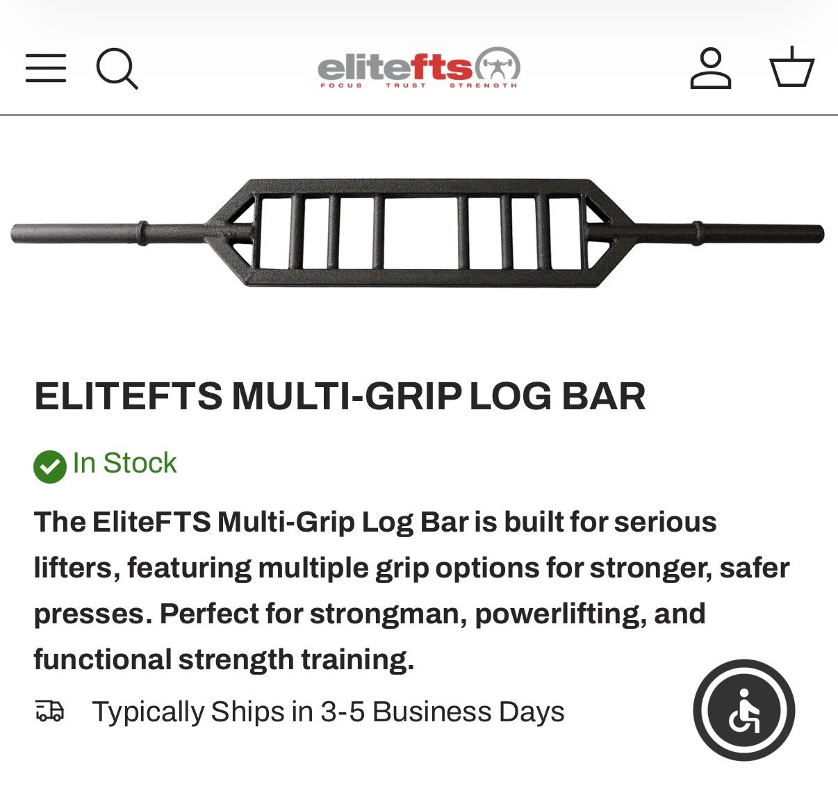 ELITEFTS Multi Grip Swiss LOG Olympic Barbell - photo 2