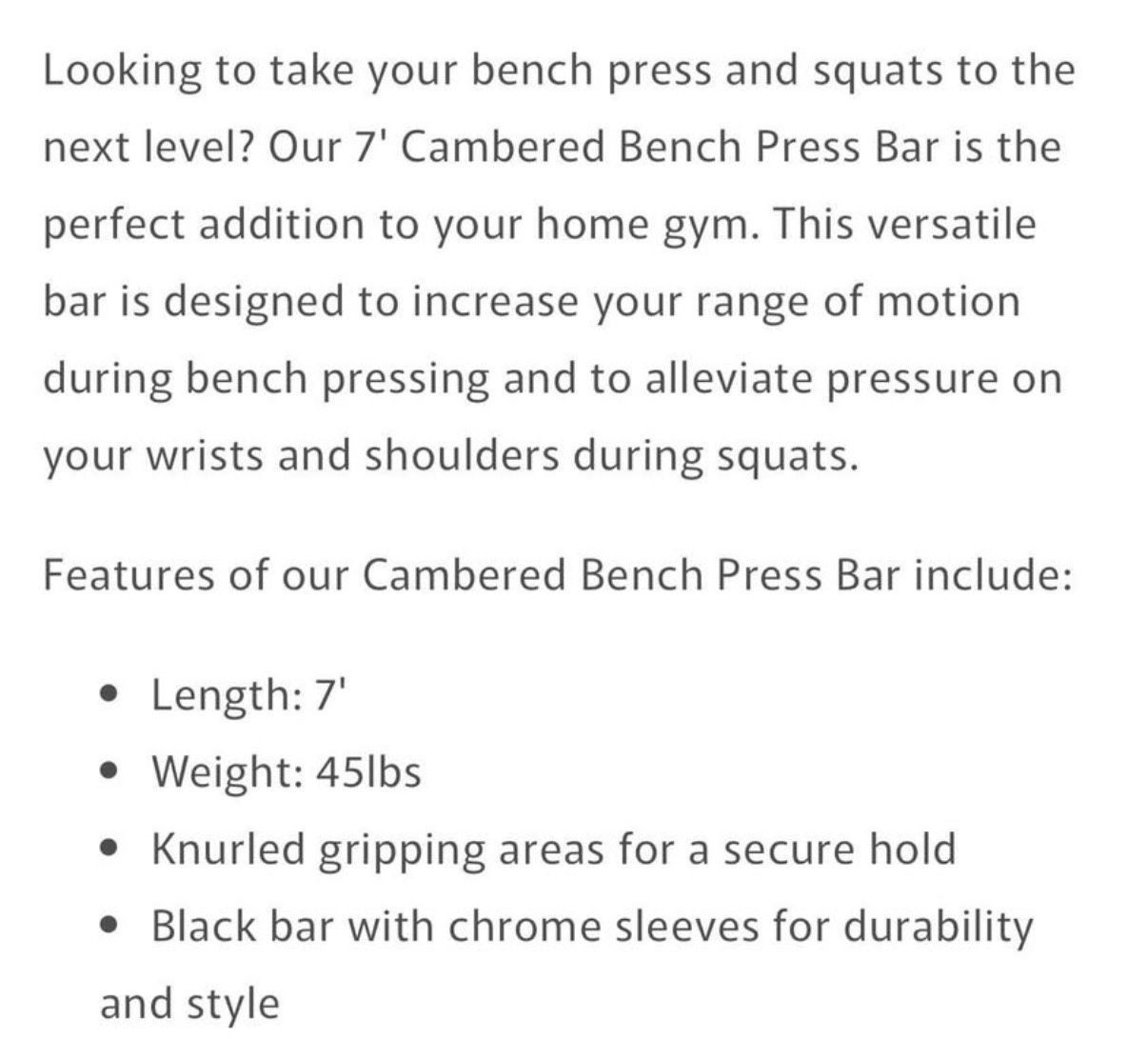 Ader Cambered Bench Press & Seal Row Olympic Barbell - photo 3