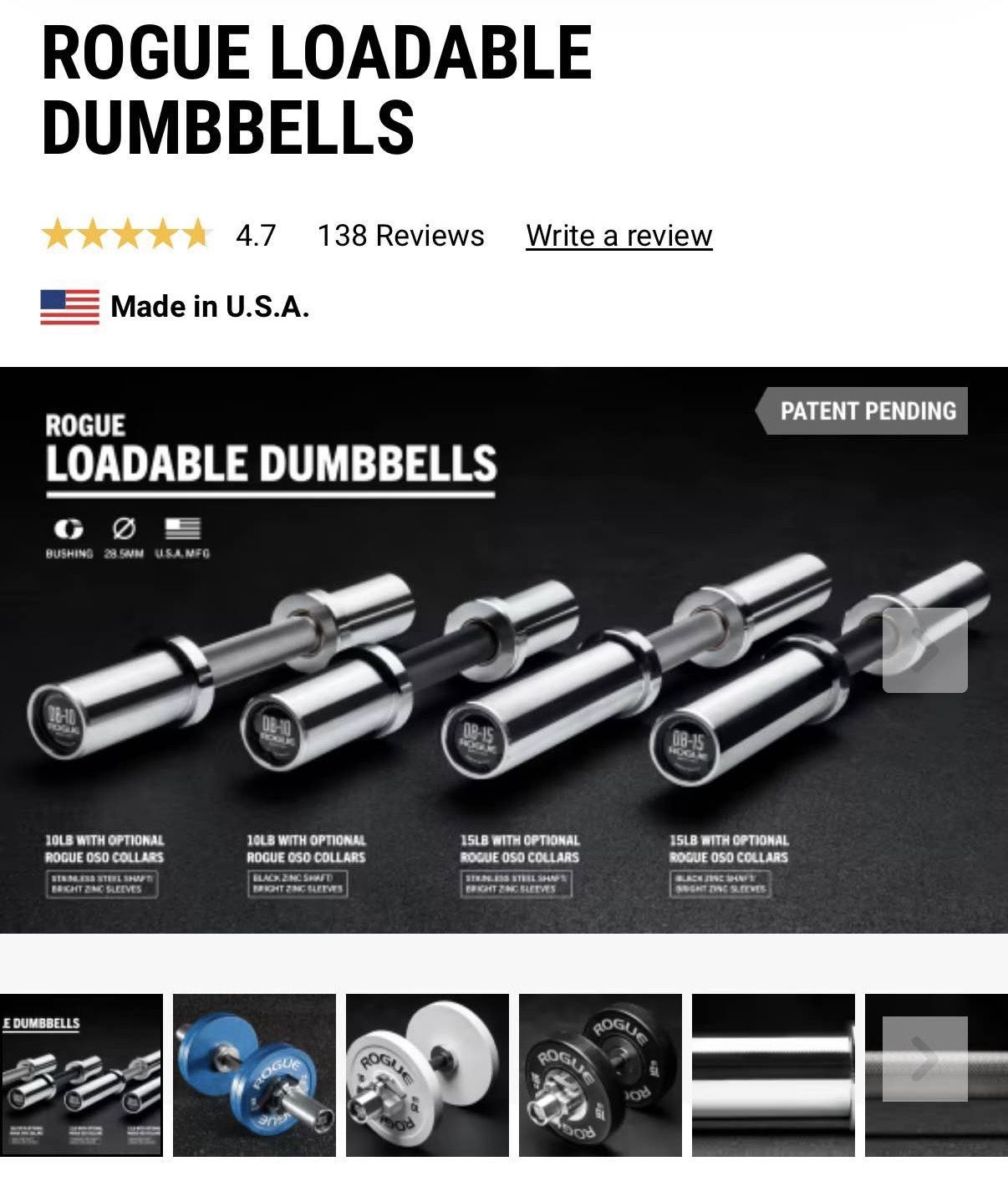 Single Rogue Fitness DB-15 Loadable Olympic Dumbbell Handle - photo 2