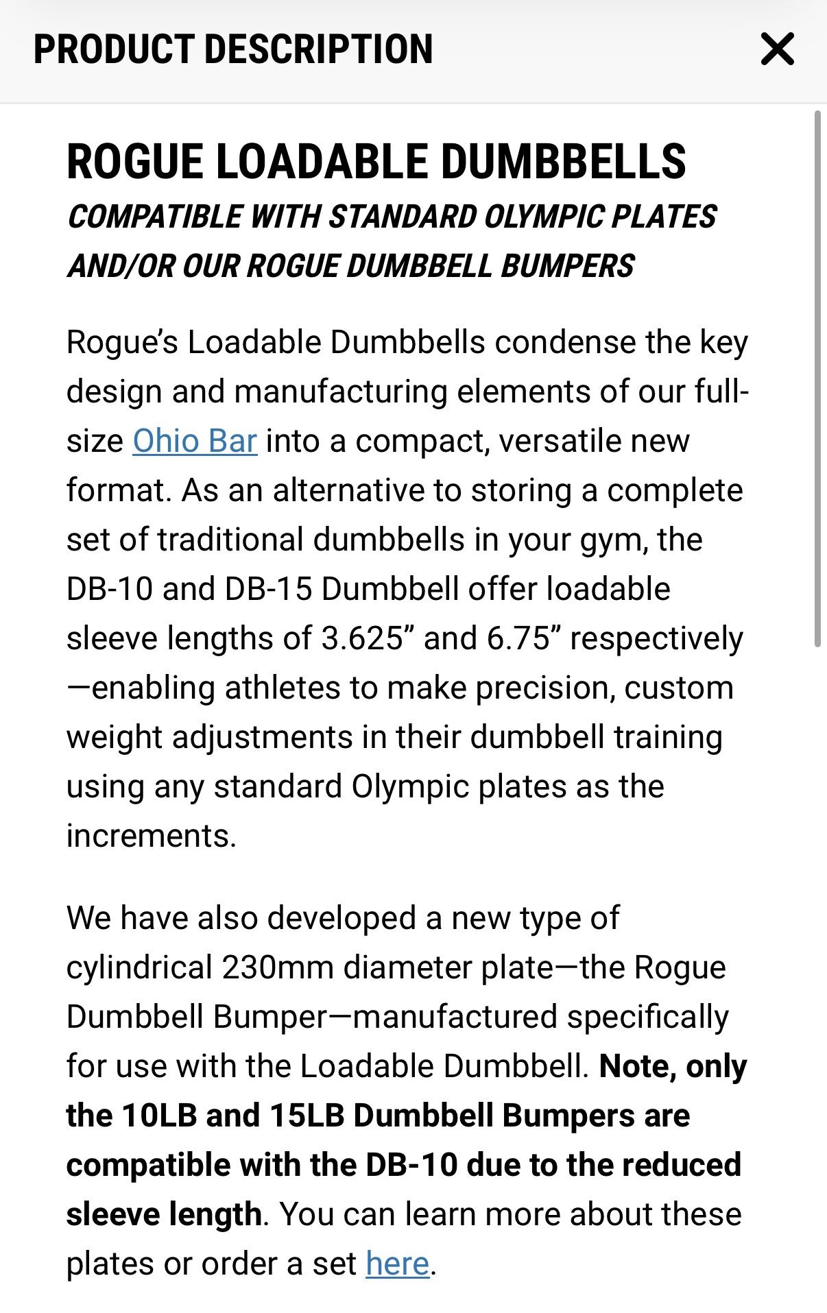 Rogue Fitness DB-15 Olympic Loadable Dumbbell Handles - photo 5