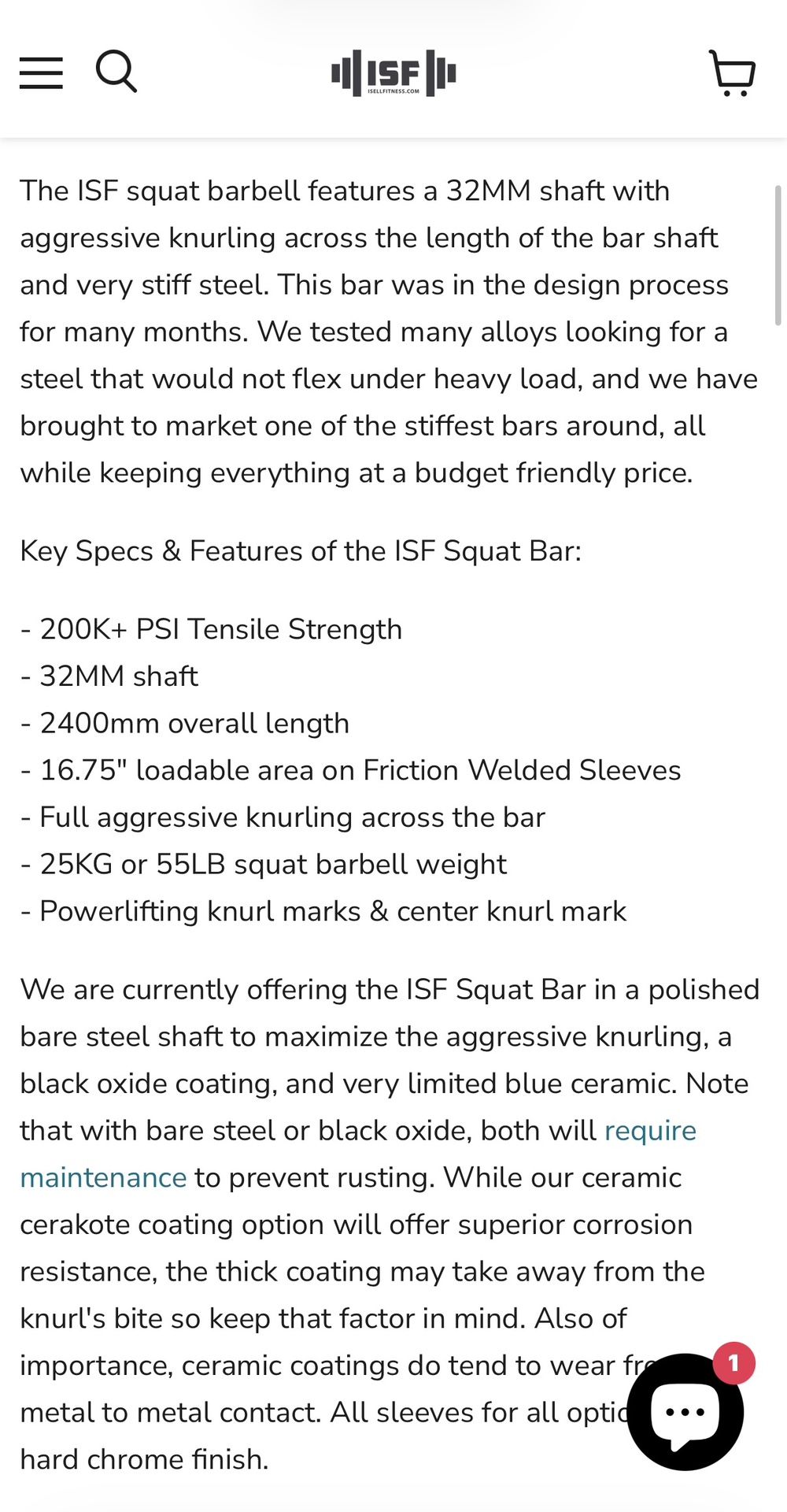 ISF Powerlifting Squat Olympic Barbell - photo 4