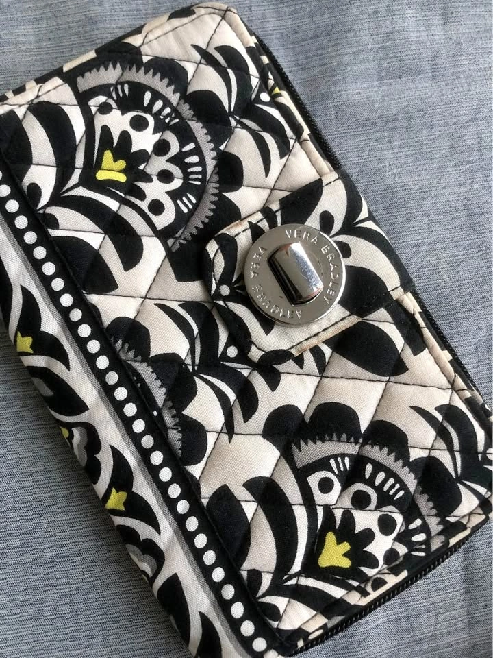 Vera Bradley Black and White Floral Turnlock Wallet