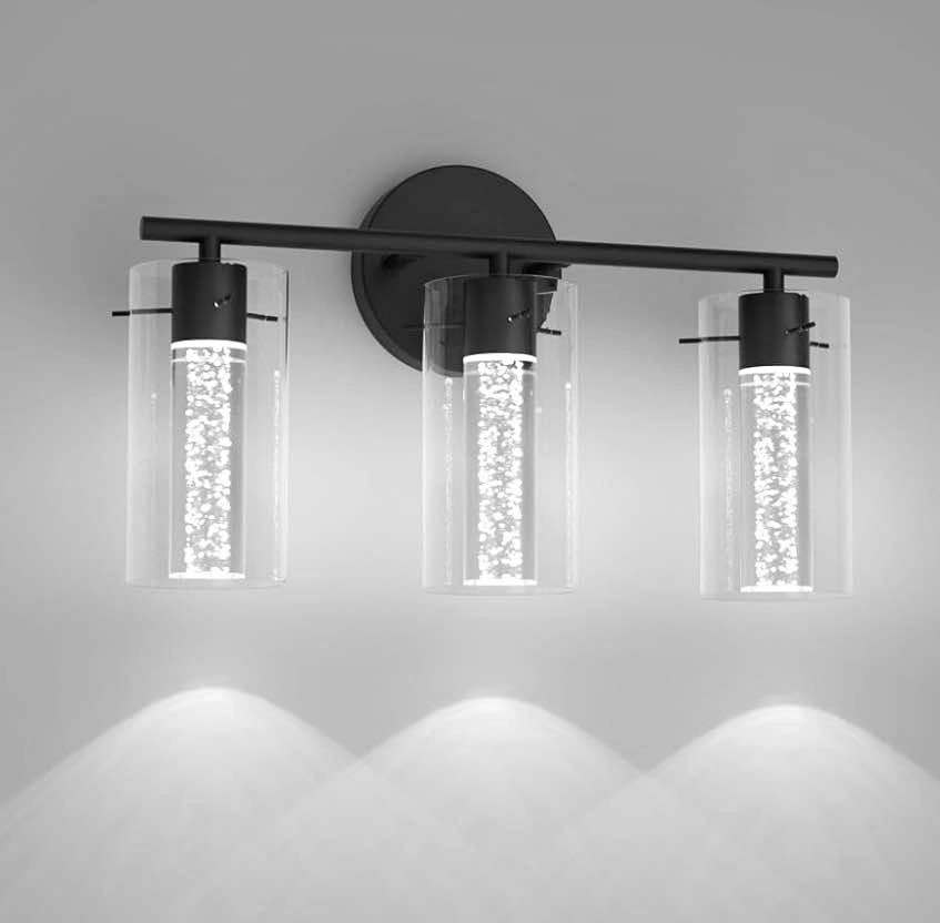 Vintage Crystal Vanity Light Fixture - 3 Light Matte Black