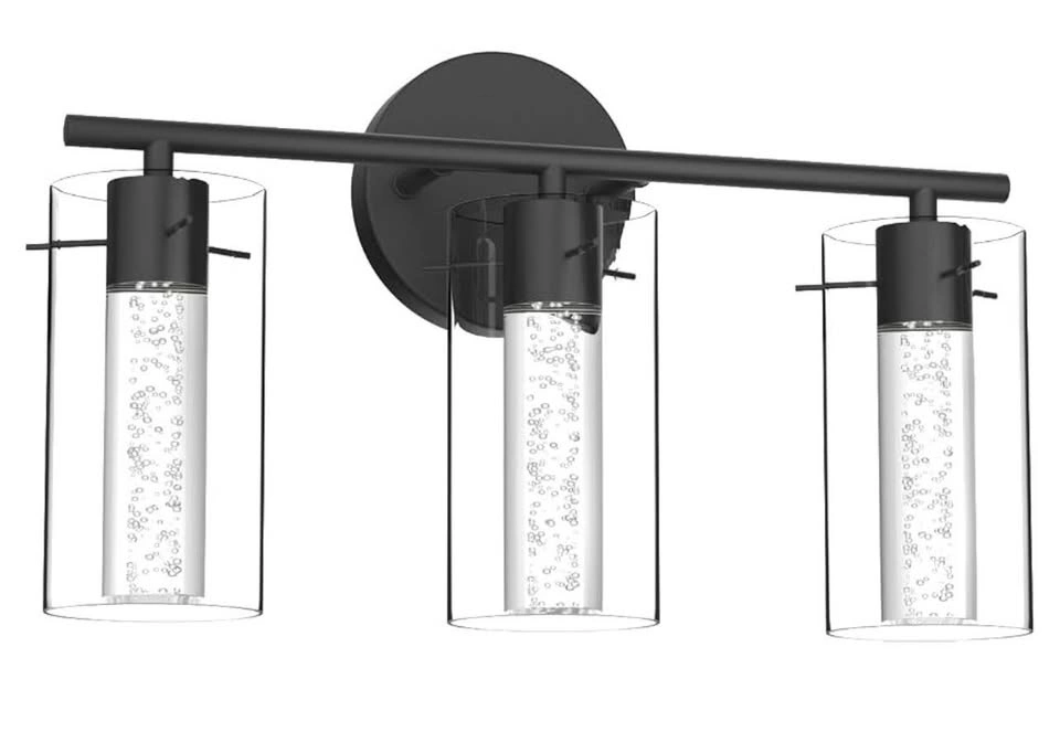 Vintage Crystal Vanity Light Fixture - 3 Light Matte Black - photo 2