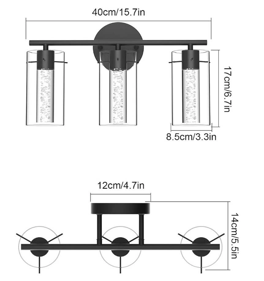 Vintage Crystal Vanity Light Fixture - 3 Light Matte Black - photo 3