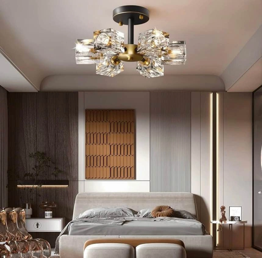 Modern Black Gold Sputnik Chandelier - 6-Light Crystal Fixture - photo 3