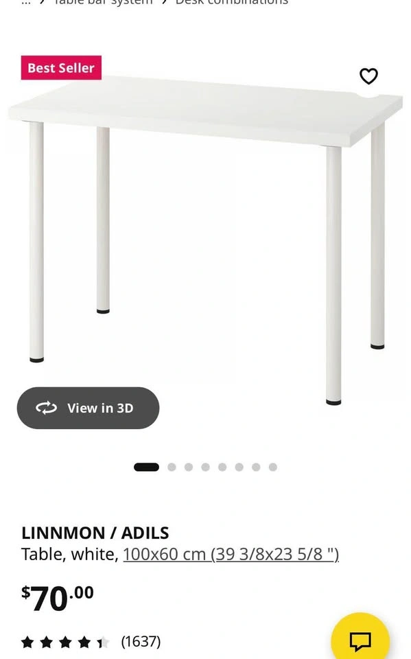 IKEA LINNMON / ADILS Desk – White - photo 2