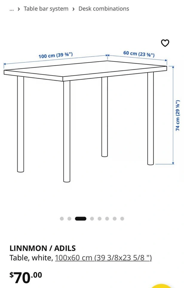 IKEA LINNMON / ADILS Desk – White - photo 3