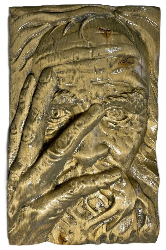 Old Man Wood Carving Unique Gift Home Decor Wall Art