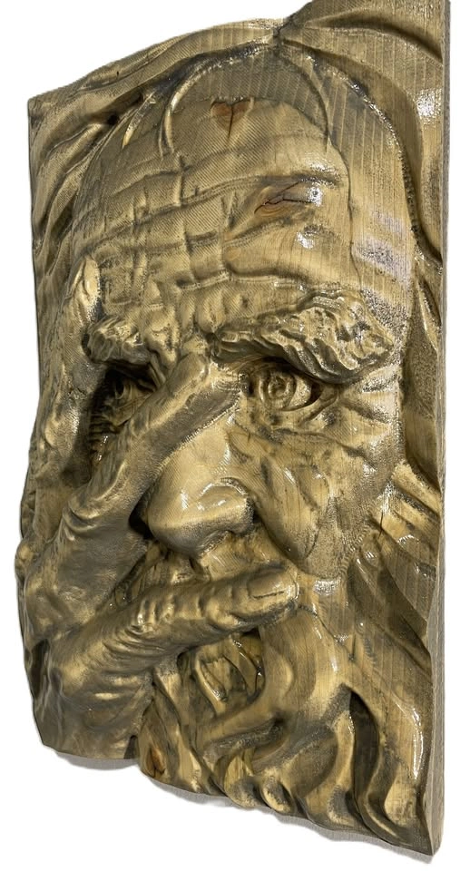 Old Man Wood Carving Unique Gift Home Decor Wall Art - photo 2