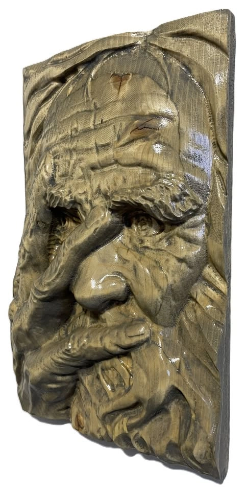 Old Man Wood Carving Unique Gift Home Decor Wall Art - photo 3