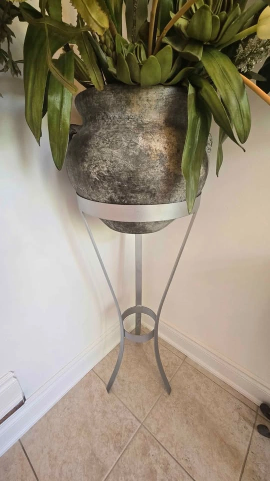 Large Artificial Floral Arrangement with Metal Stand and Silver - photo 5