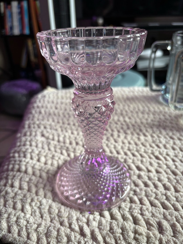 Madison Mackenzie Home Pink Glass Candlestick